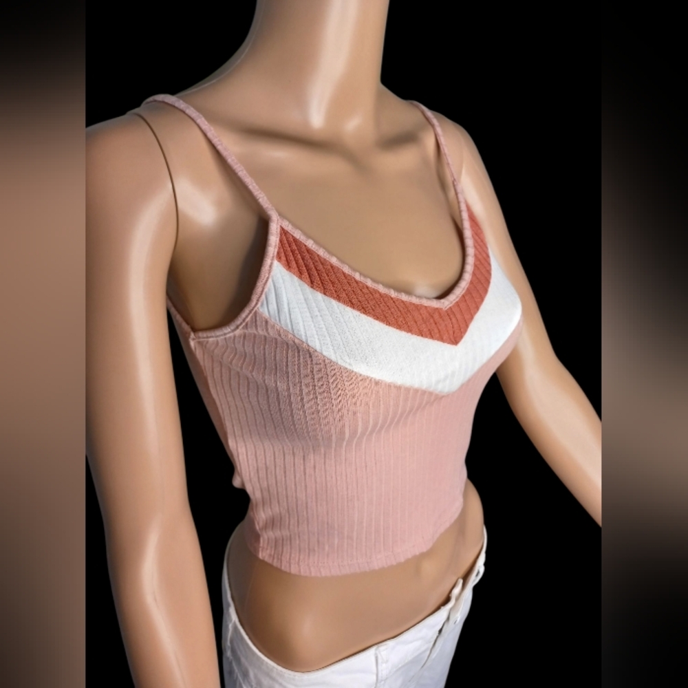 Forever 21 Colorblock Pink and White Women's Crop Top